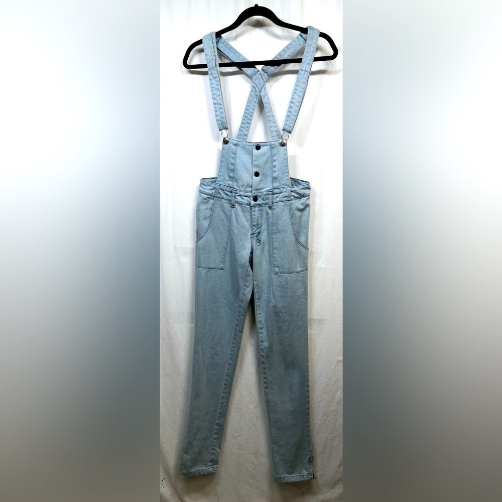Ksubi Australia Pinni Motley Blue Denim Overalls Skinny Zip Ankle Womens Size 27